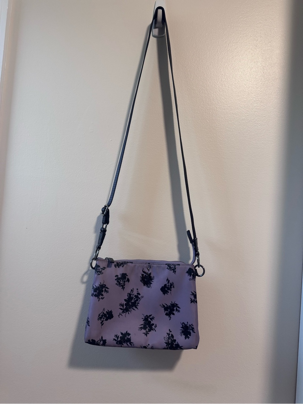 Vera Wang Lilac Crossbody with Black Floral Print